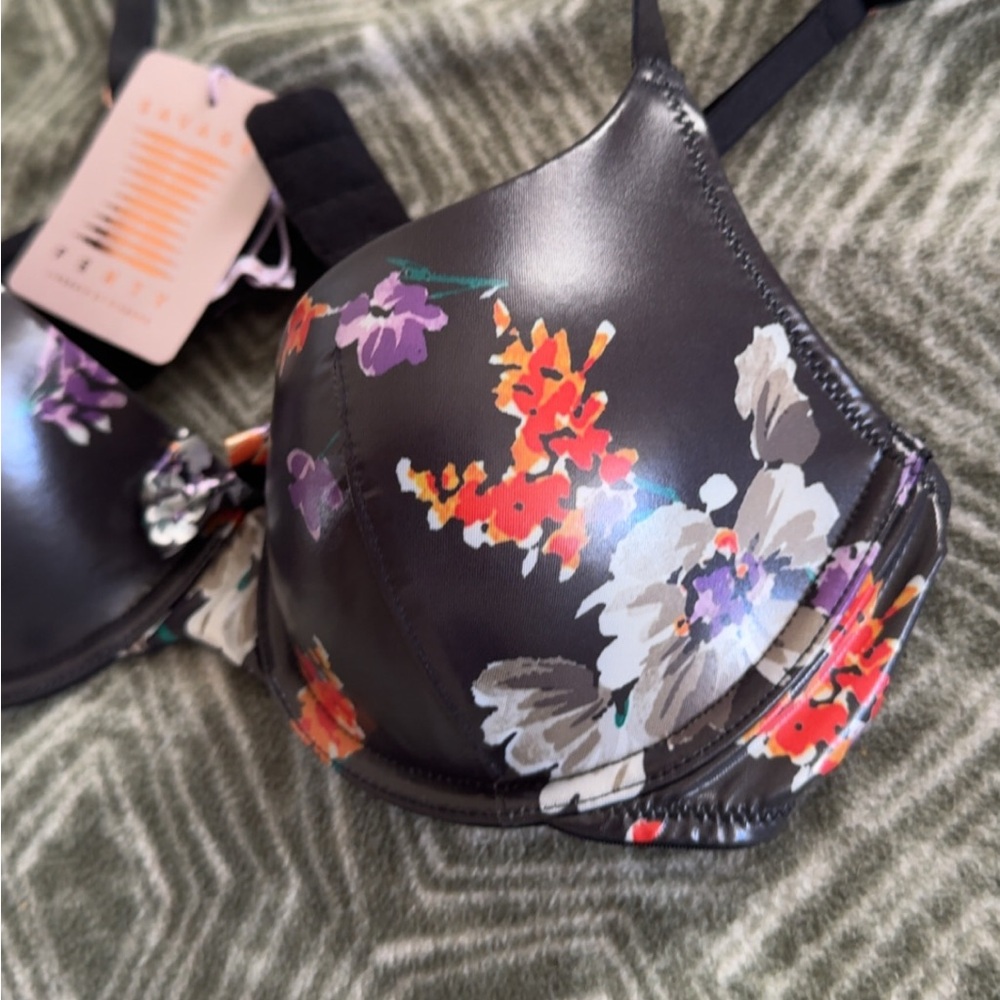 Savage X Fenty Black Floral Bra